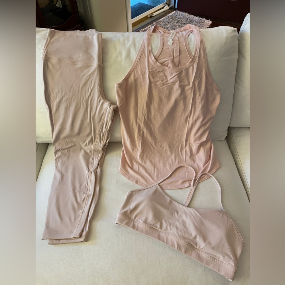 Lululemon Athletica Align Leggings Flow Y Nulu Bra Love Tank Feather Pink